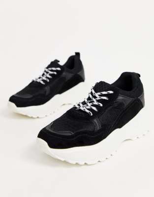 chunky black platform sneakers