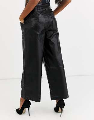 faux leather cropped trousers