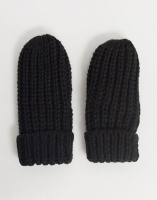 black knit mittens