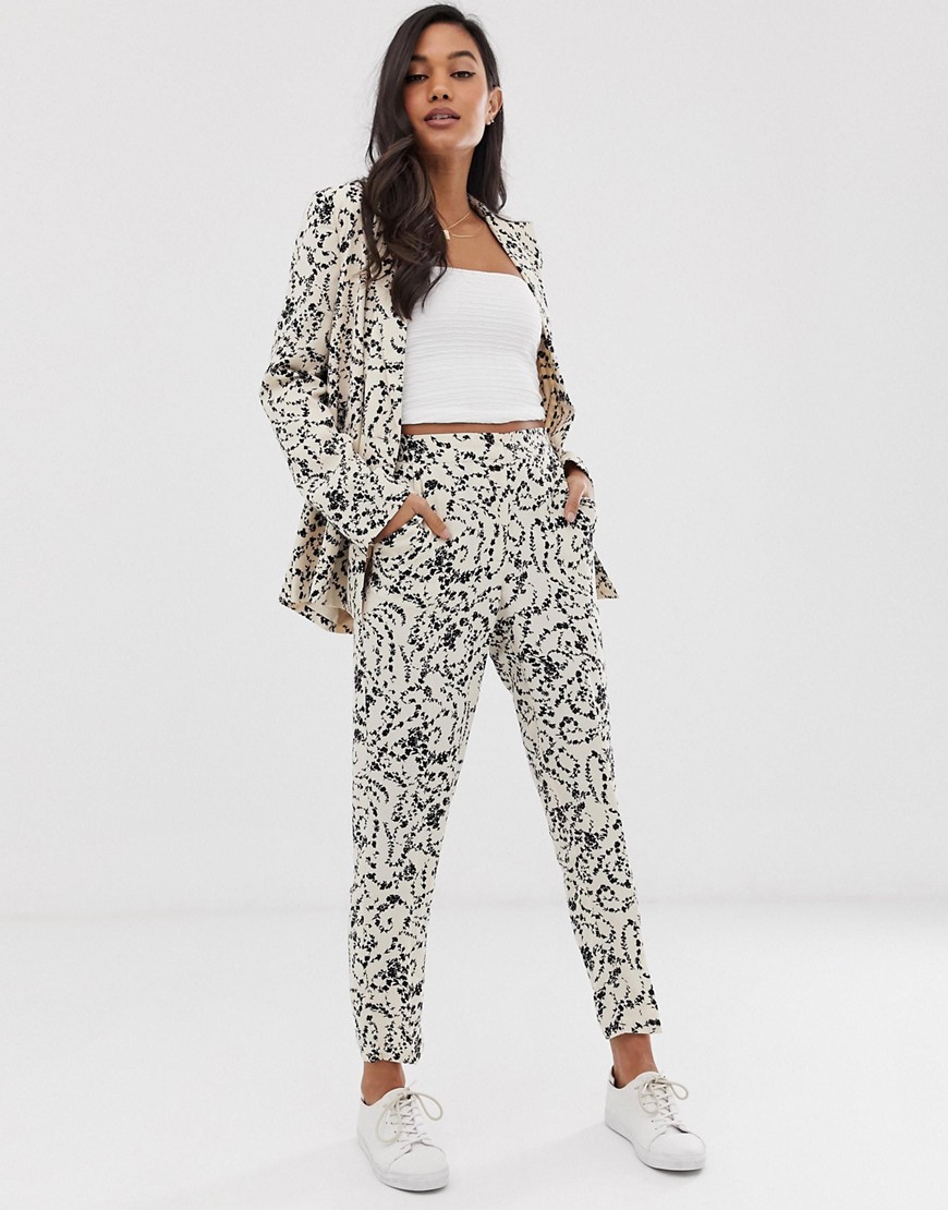 Ichi lace print suit trousers-White
