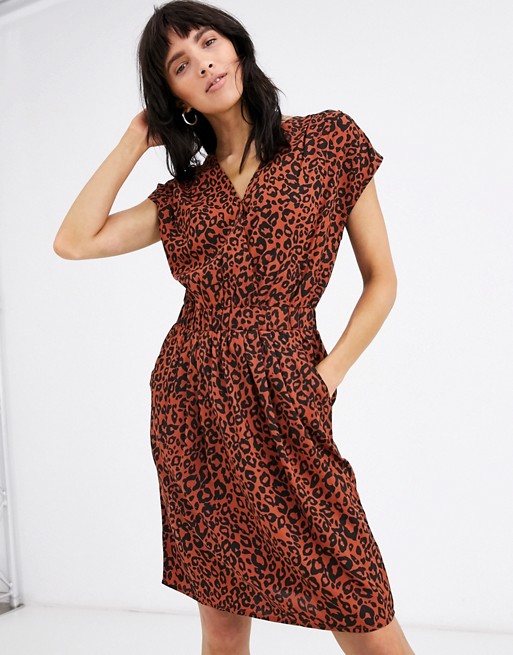 Ichi leopard print shift dress