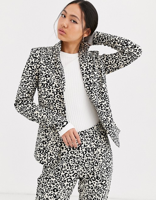 Ichi leopard print suit jacket
