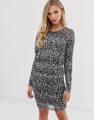 Ichi - Mini-jurk met rimpeleffect en luipaardprint-Multi