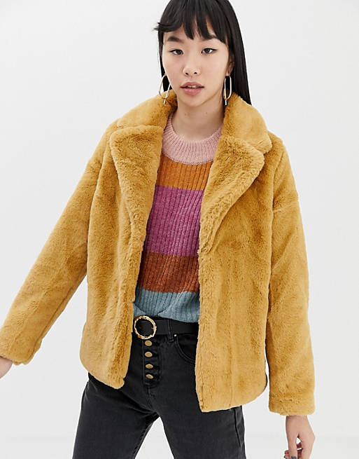 Ichi Short Faux Fur Jacket | ASOS