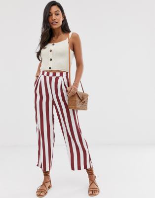 Ichi stripe cropped trousers-Multi