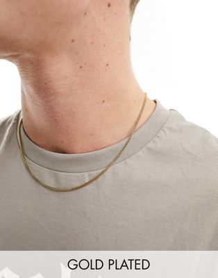 Icon Brand 14ct gold plated stainless steel fine mesh chain necklace in gold - ASOS Price Checker