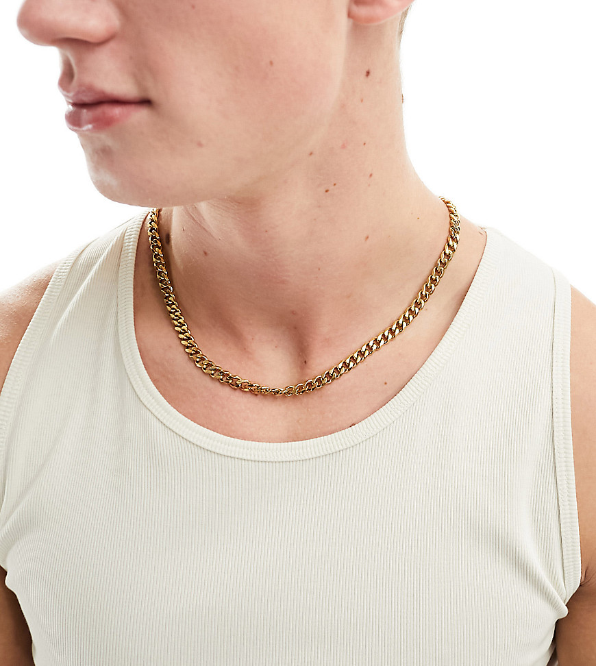 Icon Brand 14ct gold plated stainless steel heavy link chain necklace in gold