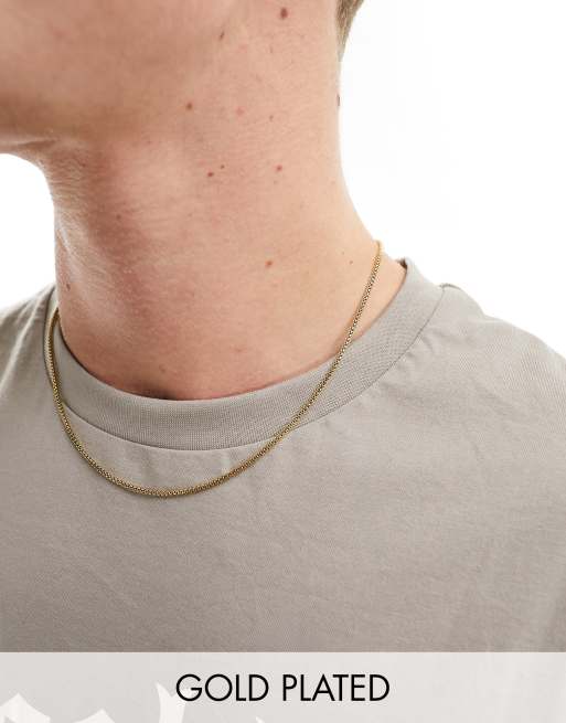 Icon Brand - 14kt vergulde fijne mesh-ketting van roestvrij staal in goud
