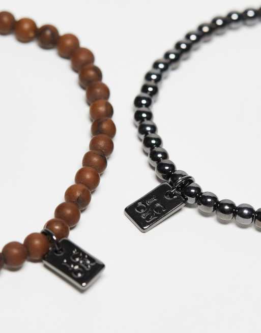 Icon Brand 2 pack of bead and gunmetal bracelets in multi, 4 of 4