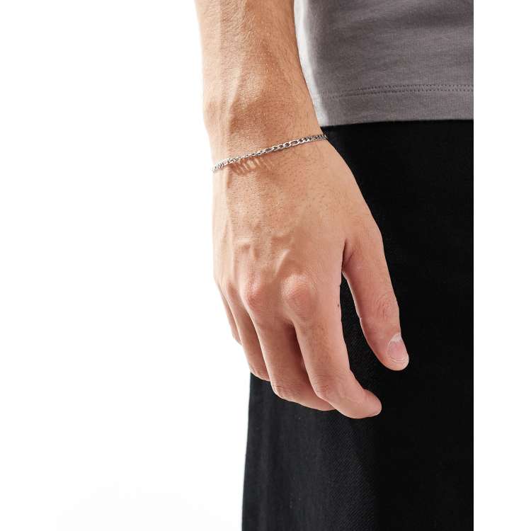 Icon Brand 3mm figaro chain bracelet in stainless steel | ASOS