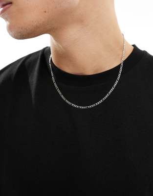 3mm figaro chain necklace in stainless steel-Silver