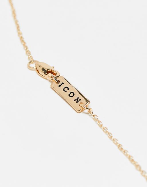 Icon Brand – Altgoldfarbene Halskette mit Kreuzanhänger, 2 von 4