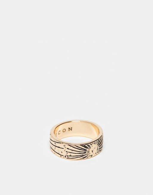 Icon Brand - Anello a fascia color oro con raggi solari