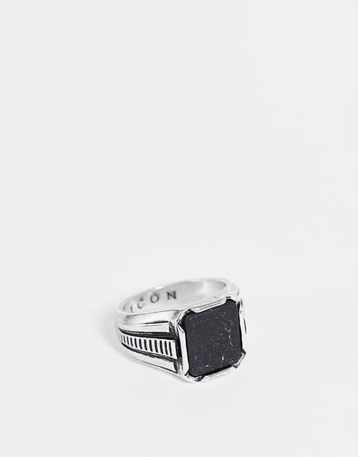 Icon Brand - Anello in stile art deco color argento