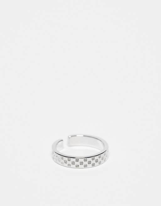 Icon Brand - Anello regolabile color argento a quadri 