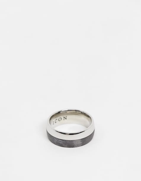 Icon Brand - Anneau en acier inoxydable - Argent et noir - view 1