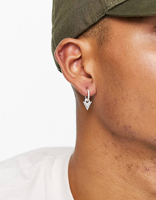 Icon Brand arrow drop hoop earrings in silver
