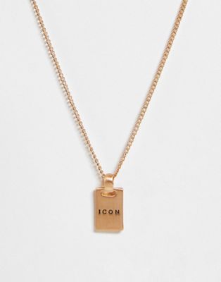 Icon Brand b dog tag necklace in gold