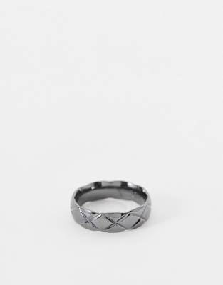 Icon Brand - Bague texturée en acier inoxydable bronze - Gris