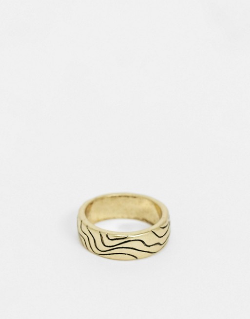 Icon Brand band ring in gold with wave detail