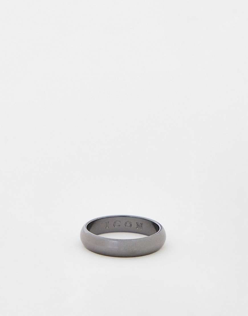 Icon Brand band ring in gunmetal-Silver