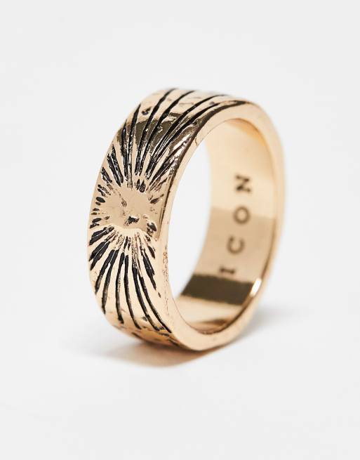 Icon Brand – Bandring in Goldoptik mit Sonnenstrahlen-Design, 3 von 4