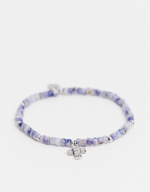 Icon Brand beaded bracelet in blue with cross charm