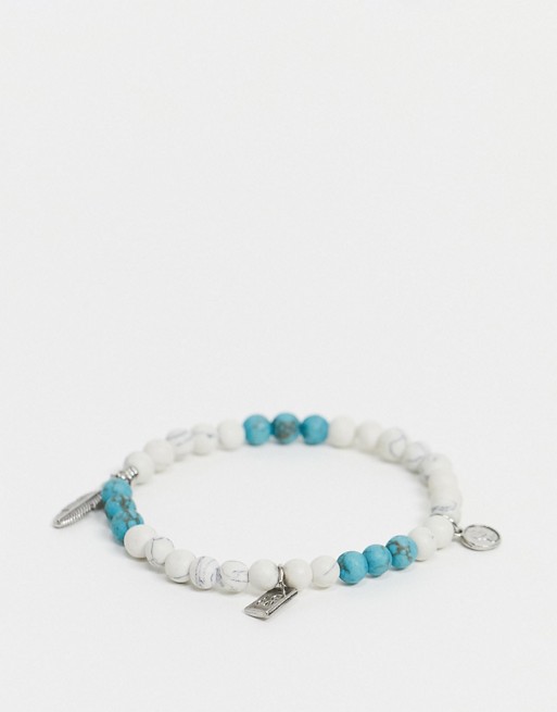 Icon Brand beaded feather bracelet in white