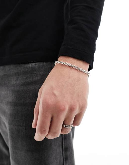 Icon Brand - Bracciale a catena argentato con maglie rotonde
