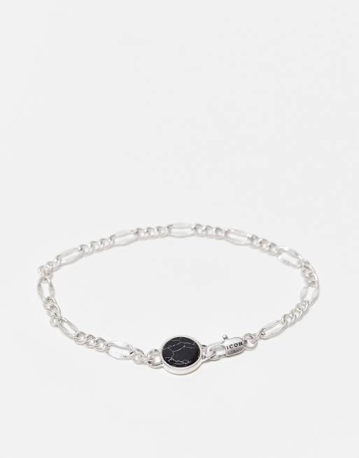 Icon Brand - Braccialetto a catenina color argento con pietra
