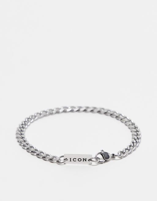 Icon Brand - Braccialetto argento in acciaio inossidabile