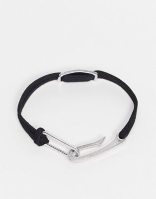 Homme Icon Brand - Bracelet cordon avec détail en métal - Noir