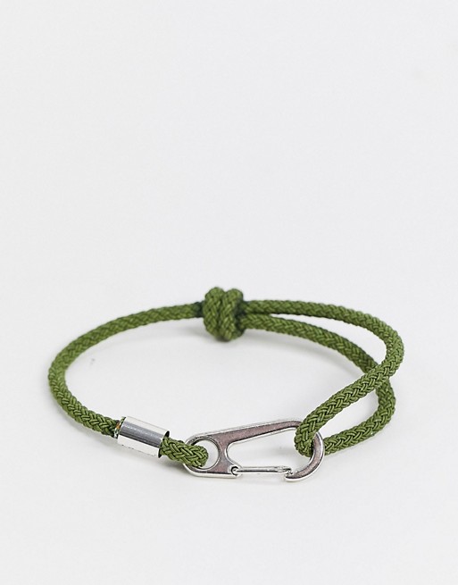 Icon Brand bracelet in khaki rope with carabiner clip