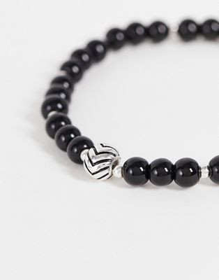 Bracelets Icon Brand - Bracelet stretch à perles variées - Noir