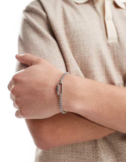 Icon Brand – Bransoletka z zawieszką w kształcie karabińczyka w kolorze srebra