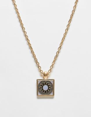 Icon Brand cable chain necklace with rectangle pendant in gold - ASOS Price Checker