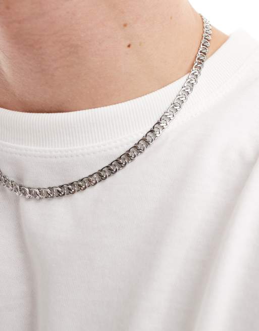 Icon Brand - Catenina color argento in acciaio inossidabile da 6 mm con maglie doppie