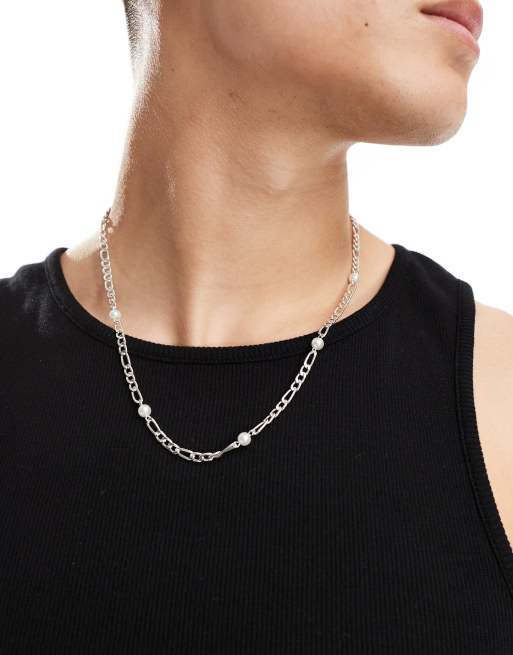 Icon Brand - Catenina figaro color argento con perle