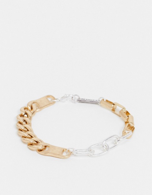 Icon Brand chain bracelet in gold and silver with mixed chain detail