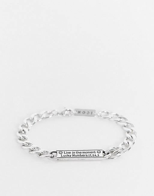 Icon Brand chain bracelet in silver with tag detail