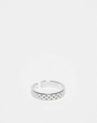 Icon Brand check adjustable ring in silver