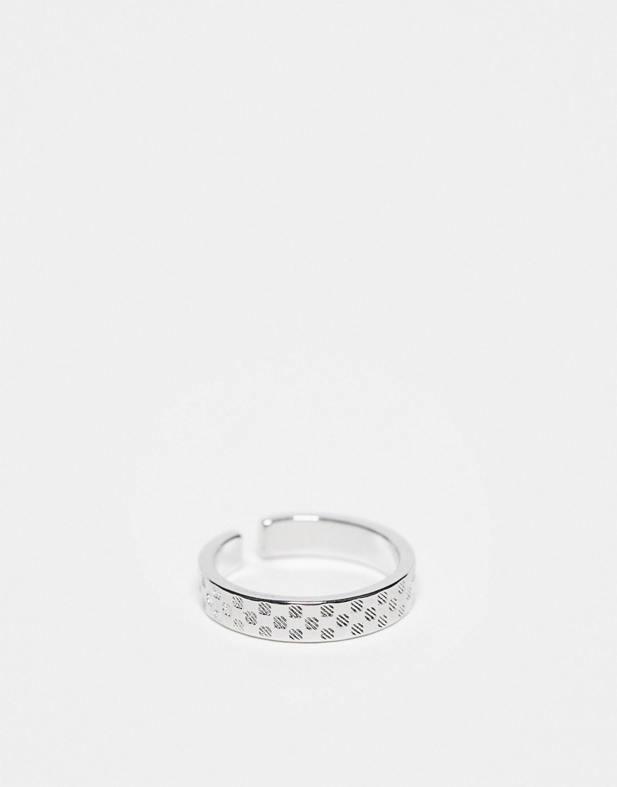 Icon Brand check adjustable ring in silver