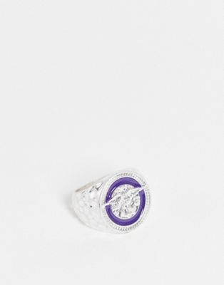 Bijoux  Icon Brand - Chevalière motif pièce de monnaie avec aigle - Argenté