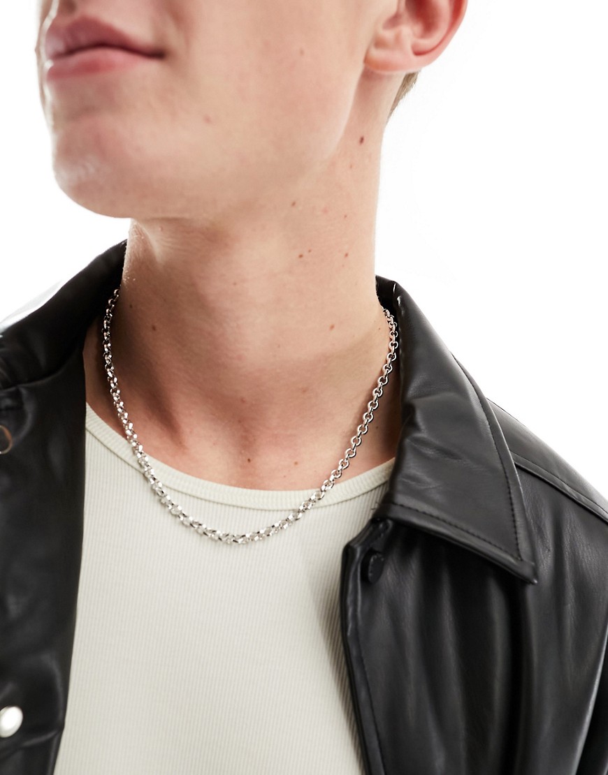 Icon Brand circle link chain necklace in silver
