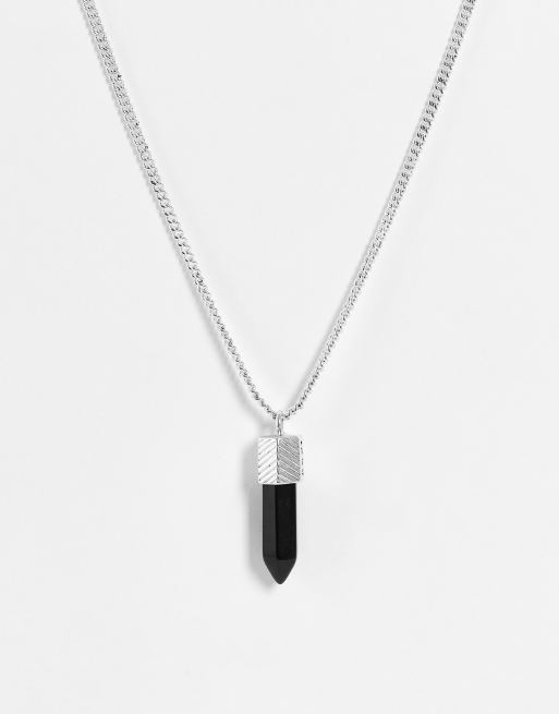Icon Brand - Collana color argento con ciondolo a prisma