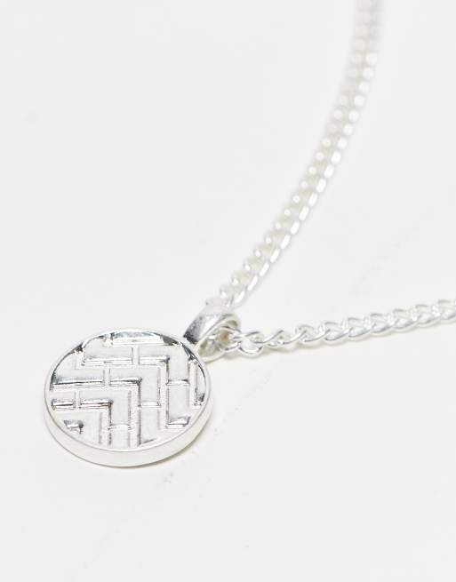 Icon Brand - Collana con catenina barbazzale color argento con moneta