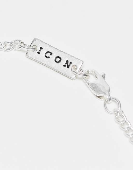 Icon Brand - Collana con catenina barbazzale color argento con moneta, 2 di 4