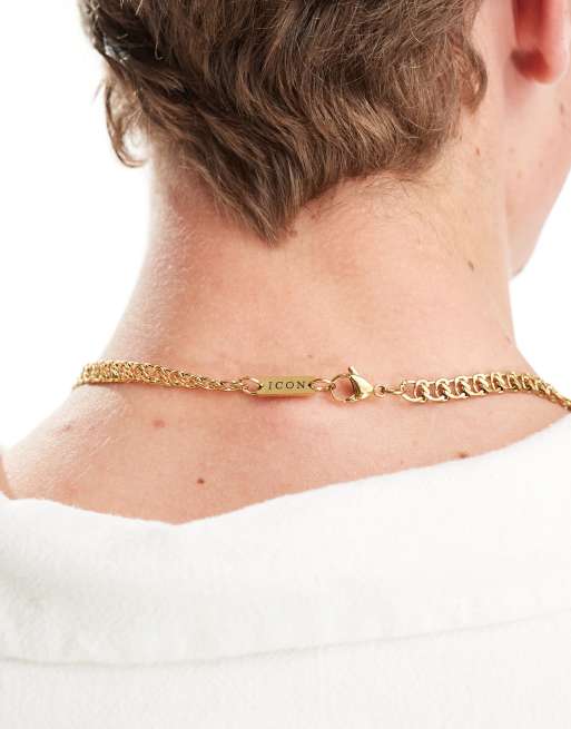 Icon Brand - Collier chaîne à maillons double en acier inoxydable 6 mm - Doré, 3 de 4