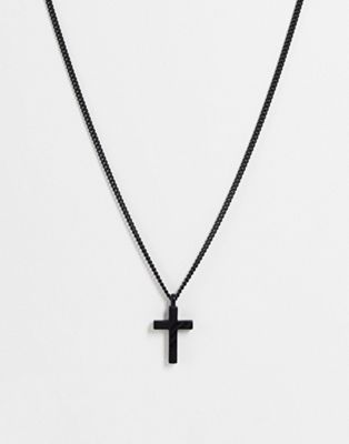 Bijoux  Icon Brand - Collier style universitaire à pendentif croix - Noir