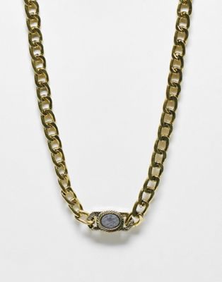 Icon Brand corazon oval composite chain necklace in gold - ASOS Price Checker
